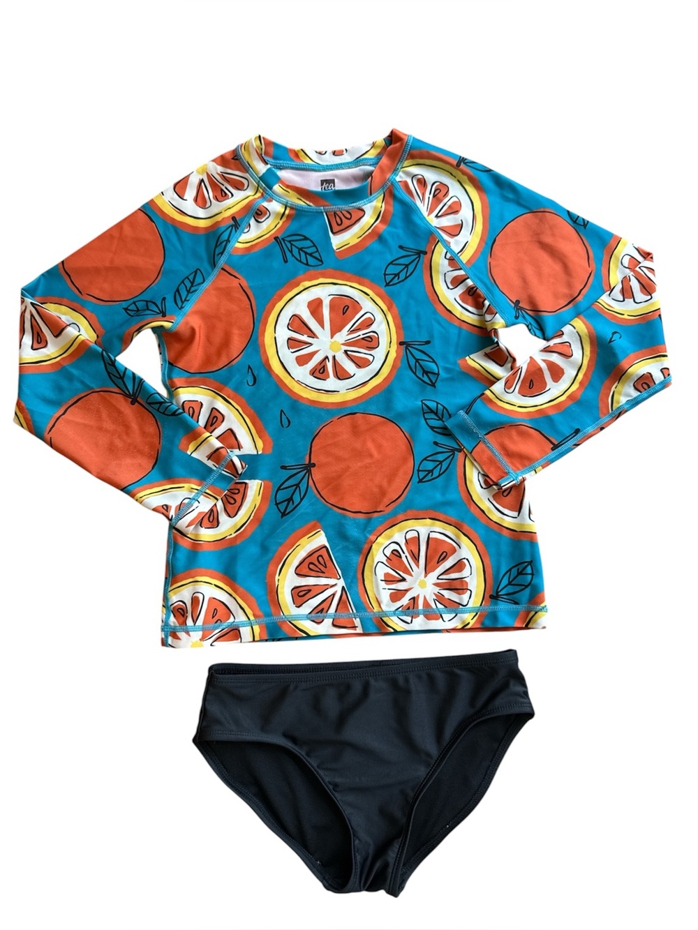 Tea Collection Rash guard UV Shirt and Cat&Jack swim bottoms, size 8